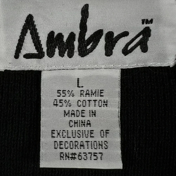 Ambra Womens Large Black Christmas Scottie Dog Embroidered Cardigan Knit Sweater - Picture 9 of 11